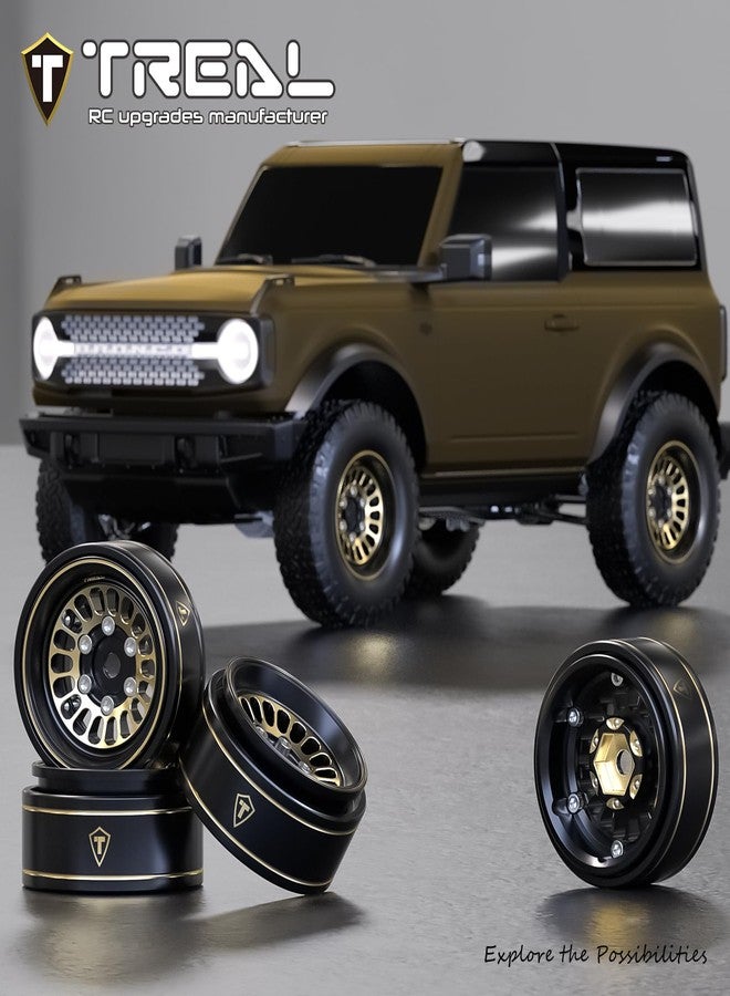 TREAL 1.0 Brass Beadlock Wheels Crawler Wheel Rims (4P) Hubs Removable for SCX24 AX24 FCX24 TRX4M 1/24 1/18 RC Crawler, 40g(0.08lb)/pc (Type D) - Image 2